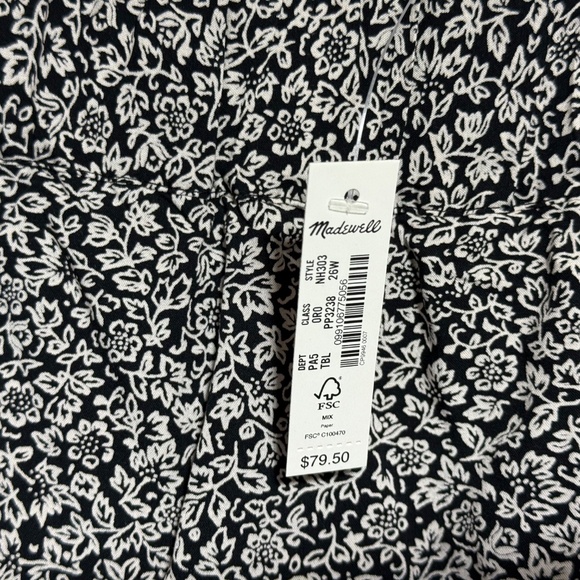 Madewell Women's Skirt- 26W Pull-On Tier Mini True Black Cream Ditzy Floral - Picture 5 of 7